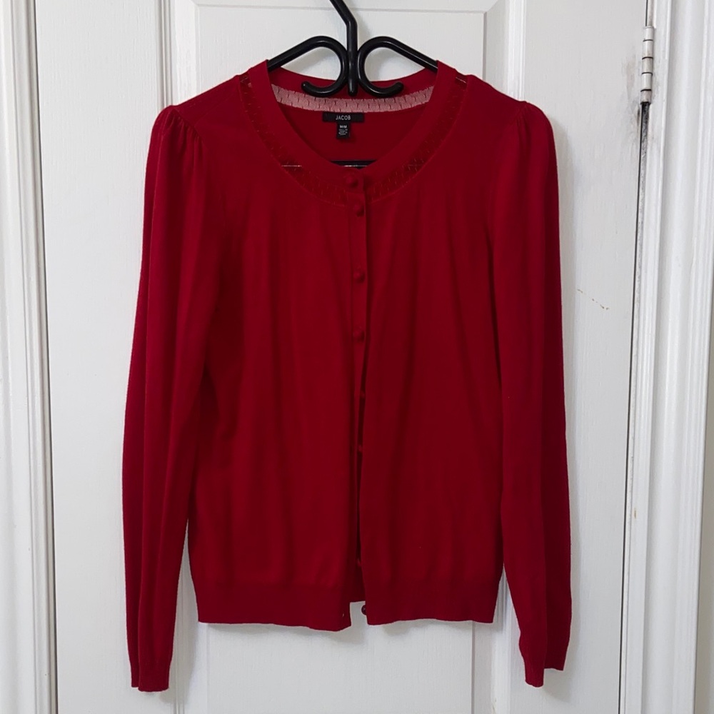 Jacob Red Button-Front Cardigan Sweater